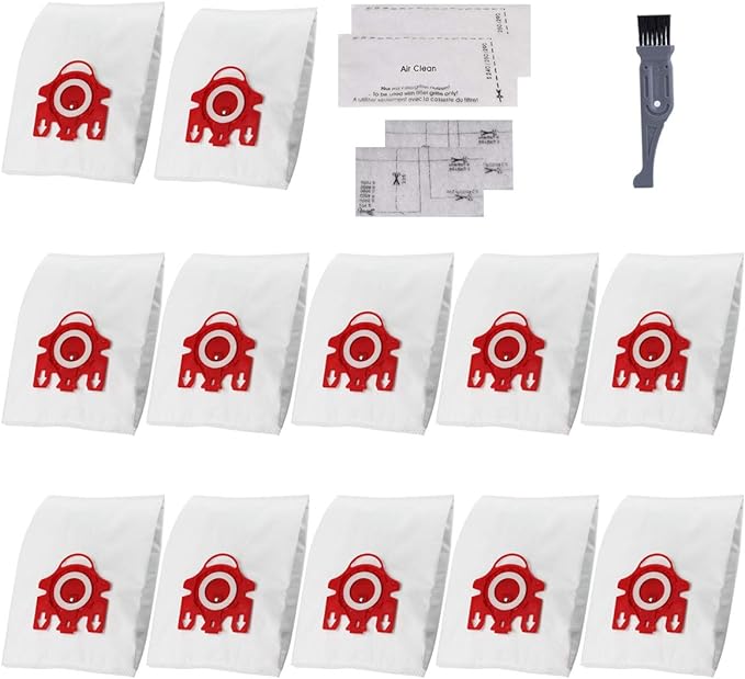 I-clean Replacement FJM Vacuum Bags 12PCS, AirClean 3D Efficiency Vacuum Cleaner Dust Bags With 2 Motor Protection Filters & AirClean Filte
