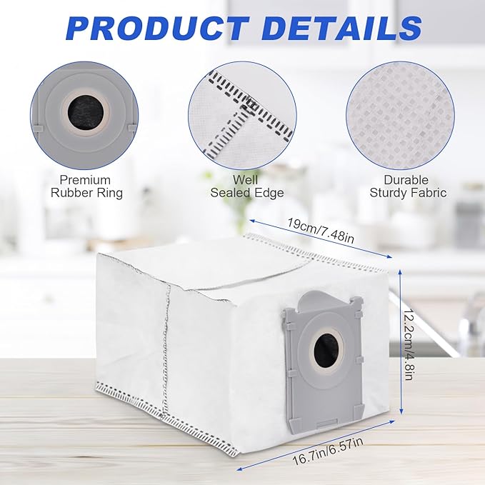 Dust Bags Compatible with Ecovacs Deebot X8 Pro Omni/T50 Pro Omni/T50 Max Pro Omni/T80 Omni/X9 Pro Omni/Yeedi S14 Plus Robot Vacuum,3.5L Liter Activated Carbon Vacuum Bags - 12 Pack