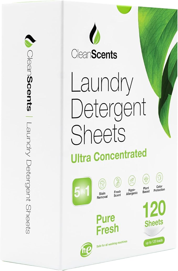 CleanScents Laundry Detergent Sheets (120 Sheets) (Pure Fresh)