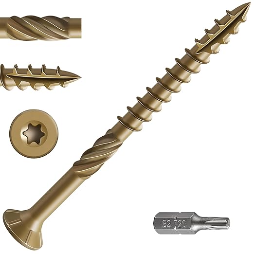 #10 * 3" Deck Screws, (1030pcs) 15 lbs.Exterior Wood Screws, Rust Resistant epoxy Coated, Bronze, T25 Star Bit