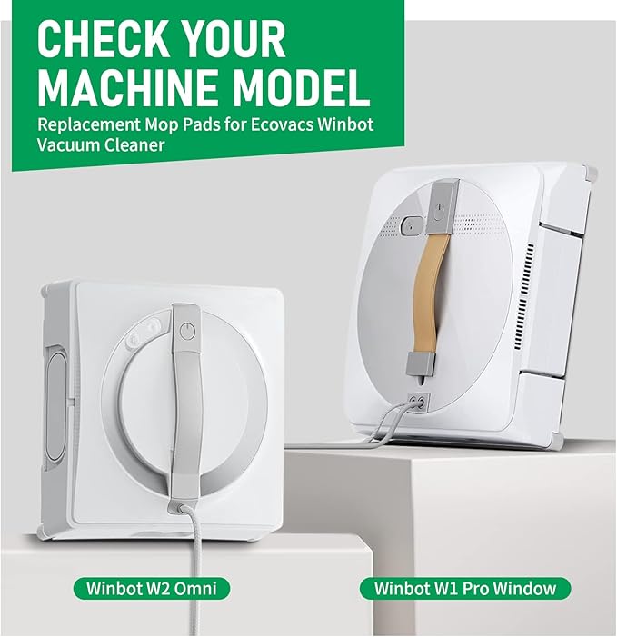 Winbot W2 Pro Replacement Mop Pads - 12 Pcs Washable & Reusable Cleaning Cloths Compatible with Ecovacs Winbot W2 Omni, W1 Pro, W2 Pro Window Vacuum Cleaner Robot