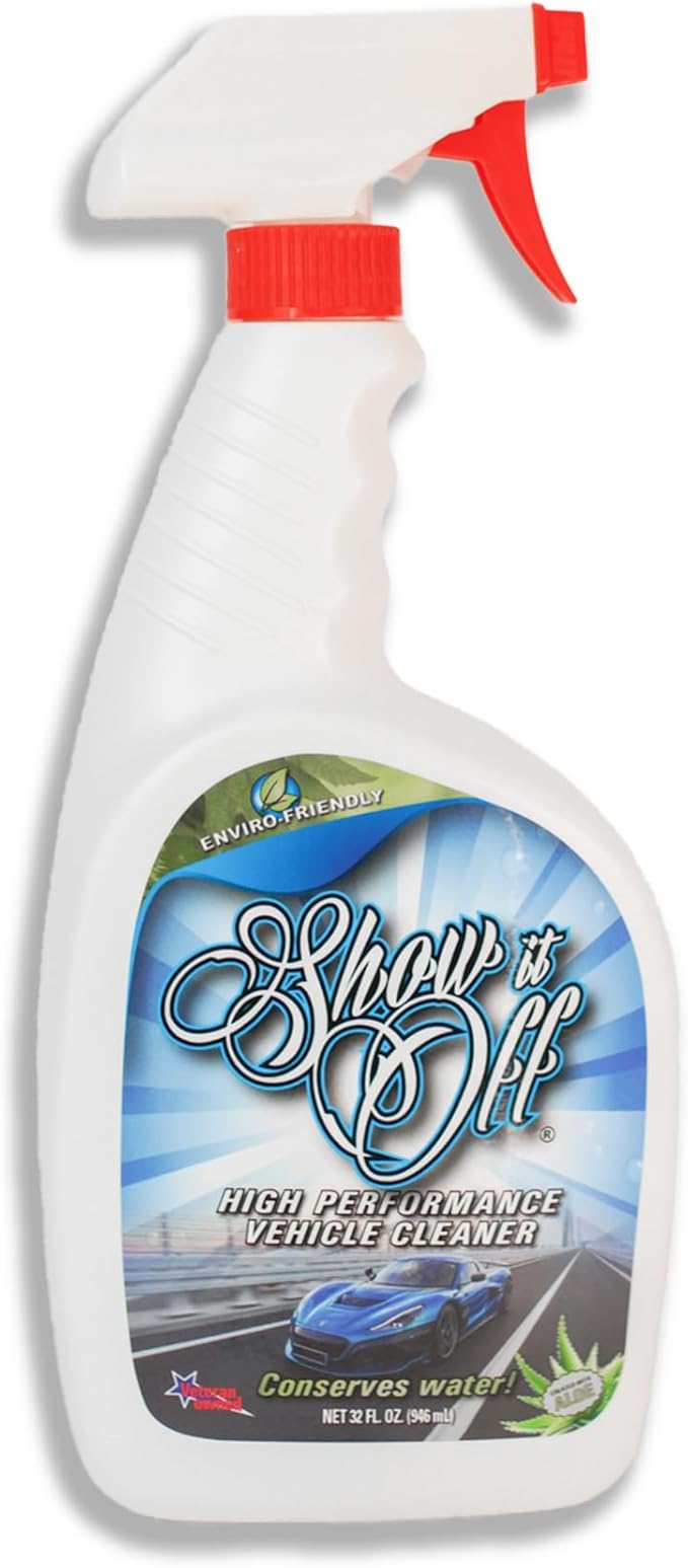 Show It Off Car Cleaner Spray – All Purpose Car Cleaner, 14 Car Washes in One Bottle, Waterless Auto Wash for Paint, Glass, Chrome, Wheels & Leather Seats – Eco-Friendly Shine, 32oz