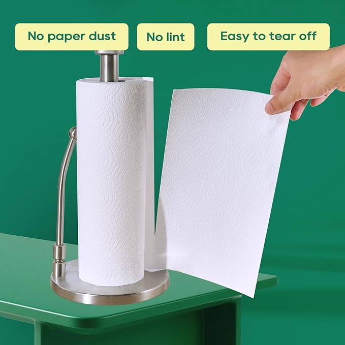 ECOlipak Paper Towels - 8 Rolls, 2 Ply 120 Sheets- Plastic Free, Tree Free, Compostable, Disposable Kitchen Paper Towels, Soft and Absorbent, PFAS Free, White
