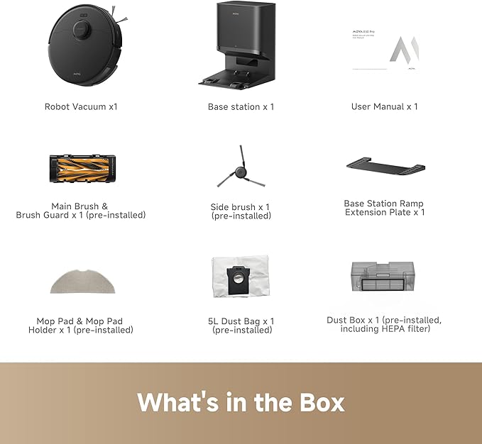 Mova E30 Pro Plus Robot Vacuum, 19000Pa Suction, DuoRoller Brush Anti-Tangle, Self-Emptying 90-Day Hands-Free, Extendable Side Brush for Edge Cleaning, App & Voice Control