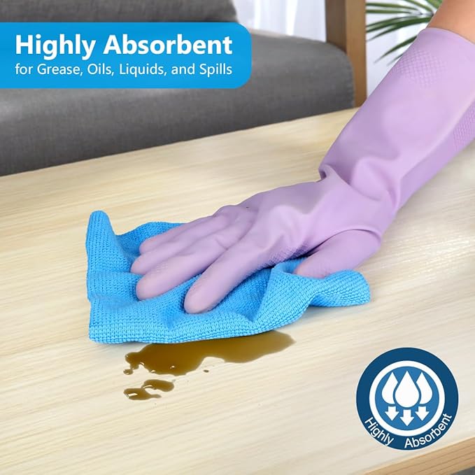 GLIMGLINT Shop Towel, 100 Pack Blue Microfiber Cleaning Cloth, Lint-Free, Ultra Absorbent Reusable Paper Towels for Home, Kitchen, Car, Garage or Shop, Cleaning Rags, 11" x 9"