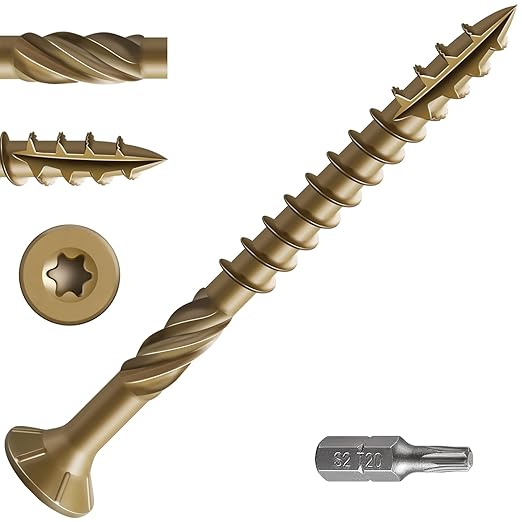 #10 * 2-1/2" Deck Screws, (402pcs) 5 lbs.Exterior Wood Screws, Rust Resistant Epoxy Coated, Bronze, T20 Star Bit