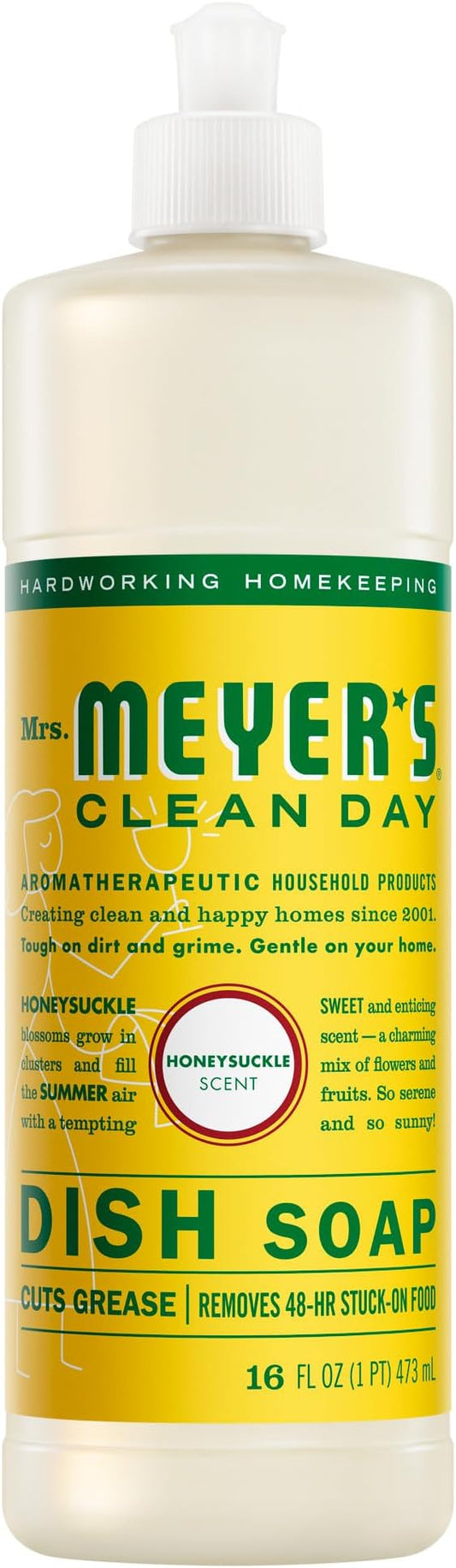 MRS. MEYER'S CLEAN DAY Liquid Dish Soap, Honeysuckle, 16 fl. oz