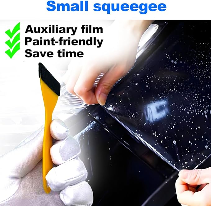 Black Felt Edge Squeegee Tool,Car Vinyl Film Wrapping Decal Glass Window Tint,Wallpaper Sticker Installation Spatula, Patching Putty Paint Flexible Small Plastic Scraper(Yellow 10Pcs)