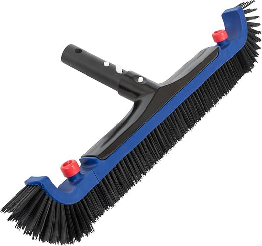 POOLAZA 20'' Pool Brush, Curved Ends Pool Brush Head for Inground Pools with BPT Bristles & EZ Clip, Premium Pool Brushes for Cleaning Pool Walls & Floors, Heavy Duty High-Efficiency Pool Scrub Brush