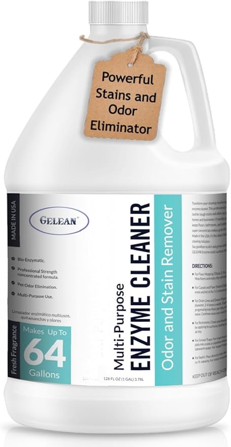 Multi-Purpose Probiotic Enzyme Cleaner, Made in USA - Pet Stain and Odor Remover - Concentrated - Professional & Home Strength Drains, Floors, Bathrooms, Toilets Trash Can, (1 gallon, Fresh fragrance)