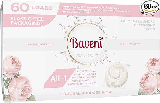 Luxury Laundry Detergent Packs – 60 Loads | Plant-Based, Plastic-Free, SLS-Free, Vegan, HE Compatible | Premium Eco Friendly Detergent, Light Natural Rose Scent | American Made