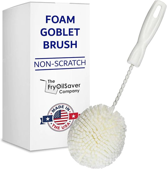 Foam Goblet Wine Glass Cleaner Brush - Foam Wine Glass Brush Cleaner - Non-Scratch & Soft Bristles for Wide Neck Glasses - Dishwasher Safe - For Home, Hotel, Restaurant, Bar - by FryOilSaver Co. B232C