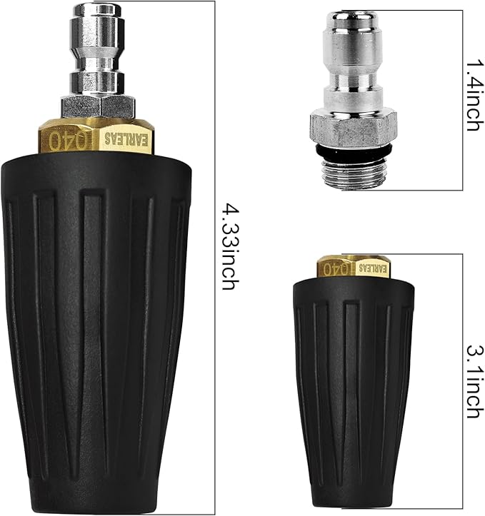 Turbo Pressure Washer Nozzle 4500 PSI, 1/4 Inch Quick Connect, 360° Rotating Jet, Universal Heavy Duty Power Washer Tip for Deep Cleaning & Tough Grime | 4.0 GPM, 4.0 Orifice