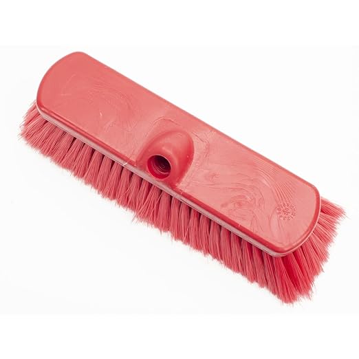 SPARTA 41278EC05 Flo-Thru Plastic Wall Scrub Brush, Equipment Brush With Soft Nylex Bristles For Industrial Kitchens, Hospitals, Commercial Cleaning, 4 Inches, Red, (Pack of 12)