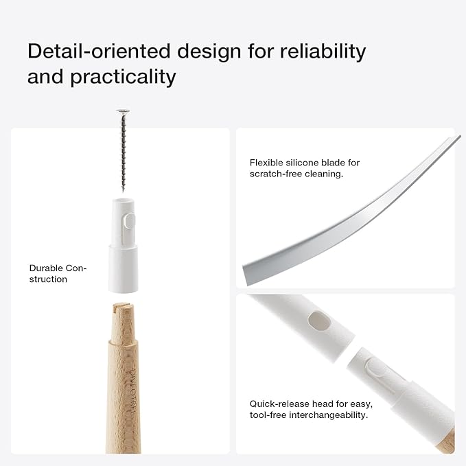 Silicone Shower Squeegee for Glass & Doors, Diveotree Multi-Purpose Squeegee for Bathroom Shower/Windows/Glass/Door, Heavy Duty Scrubber for Car Windshield Cleaning (White, 2pack)