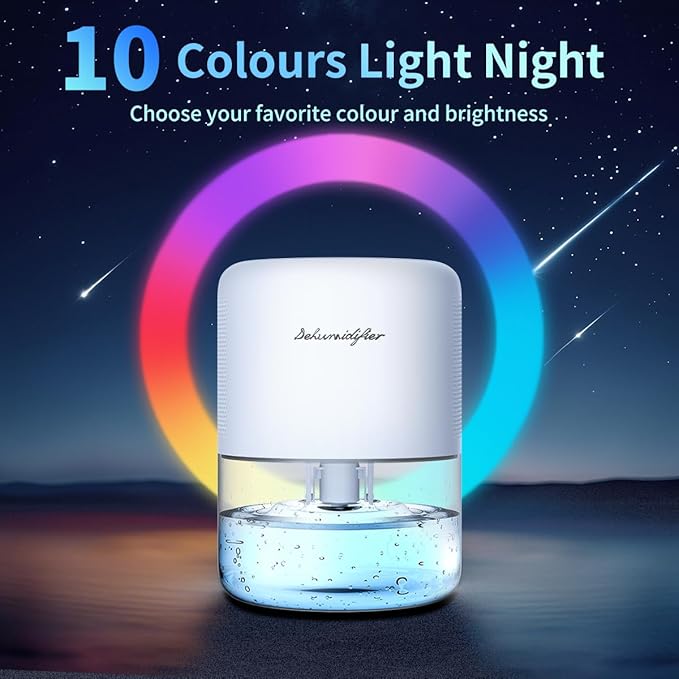 Dehumidifier for Home Small Quiet Dehumidifiers for 44OZ Water Tank Auto Defrost and Shutoff 10 Colors Light 4 Timer Options 3 Modes Portable Dehumidifiers for Bedroom Bathroom Closet RV