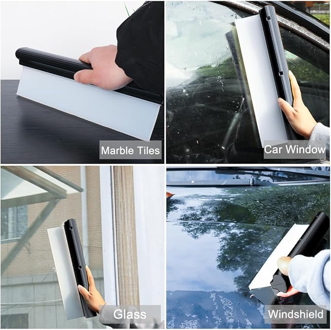 Car Squeegee,12 inch Silicone Automotive Water Wiper for Drying,Flexible Auto T-Bar Water Blade for Car,Windshield,Glass,Window,Bathroom (Black)