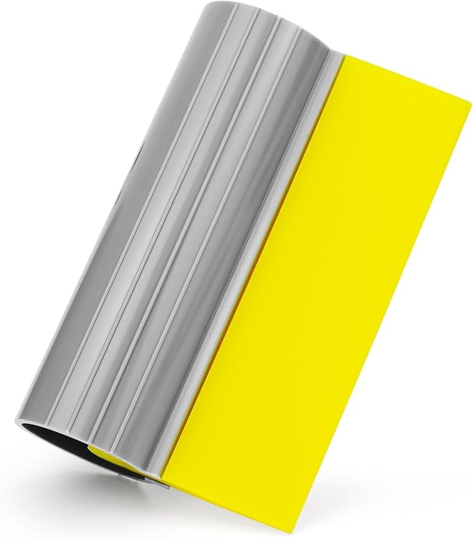 4 Inch Mini Squeegee Silicone Squeegee with Rubber Water Blade, Anti-Slip Handle for Car Wraps, Window Tint, and Cleaning Bathrom or Kitchen Sink,Yellow