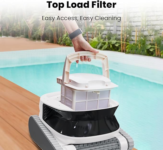 Poolmate Hydro 4 Pool Robot, Pool Vacuum for Inground and Aboveground Pools, Floor, Wall and Waterline Cleaning and Scrubbing, Smart WiFi and Blutooth App Control, 50' Cord,Top Load Filter Basket