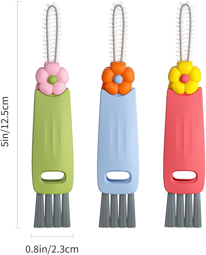 3 in 1 Multifunctional Cleaning Brush, Crevice Cleaner for Bottle Gap Tight Spaces, Portable Cup Lid Cleaner (6 PCS)