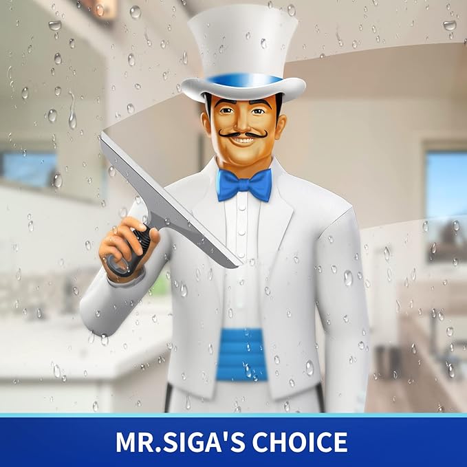 MR.SIGA Multi-Purpose Silicon Squeegee for Window, Glass, Shower Door, Car Windshield, Heavy Duty Window Scrubber, Includes Suction Hook, 10 inch, Gray & Black, 1 Pack