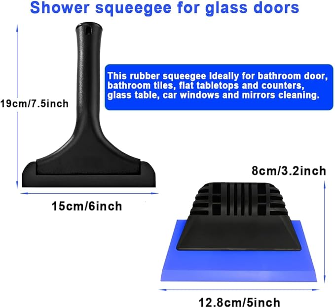 Window Tint Tool All-Purpose 6" Silicone Cleaning Squeegee 5 inch Handy Small Rubber Window Squeegee Auto Water Blade for Car Windshield, Window, Mirror, Glass Door,Shower (Black and Blue)