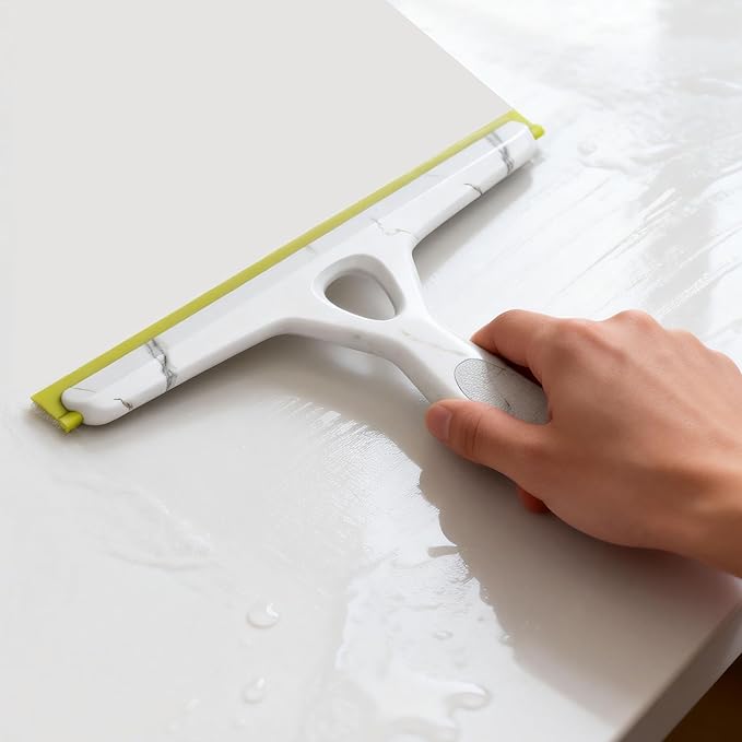 Window Squeegee with Ergonomic Handle, Shower Squeegee for Glass Doors, White and Green, Non-Slip Grip, Glass Cleaning Tool for Windows(Set of 2)