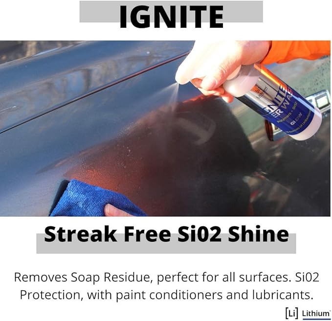 Lithium Auto Elixirs Ignite After Wash - Waterless Car Wash Exterior Care Products - Streak-Free Si02 paint and Glass protectant with Hydrophobic Ceramic Ingredients - Conditions and Shines Surfaces