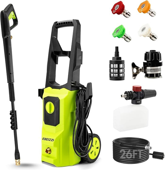 Pressure Washer with 4 Nozzles and Foam Cannon for Driveways, Cars, Fences,Patios