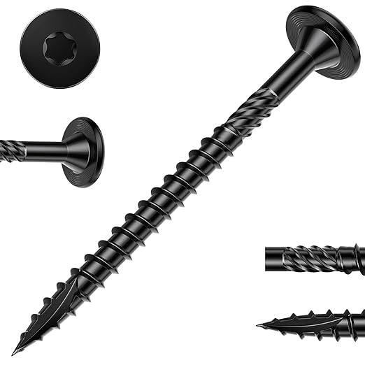 #14 Heavy-Duty Wood Screws, Star Drive Deck Screws, Rust Resistant Timber Screws for Timber/Log/Landscaping Wood (8 Inch,100Pcs,Black)