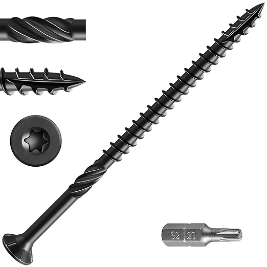 #10 * 3-1/2" Black Deck Screws, (117pcs) 2 lbs.Exterior Wood Screws, Rust Resistant epoxy Coated, Bronze, T25 Star Bit