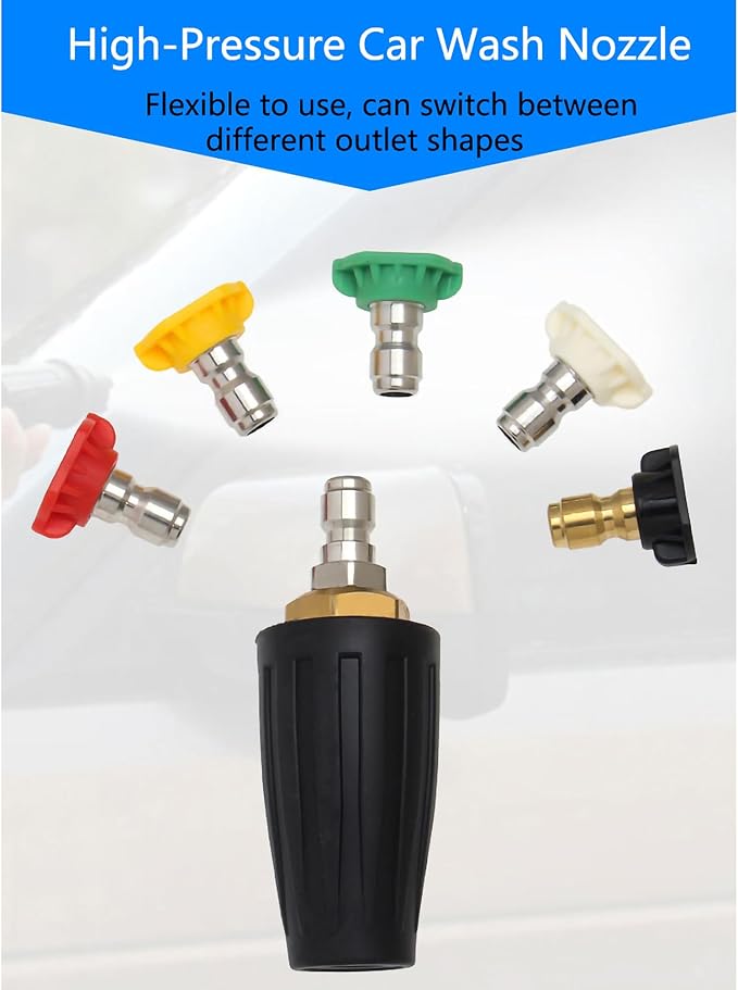 Turbo Nozzle Pressure Washer Tips,4000 PSI 4.0 GPM 4.0 Orifice,with 5 Pieces Spray Tips Kit Multiple Degrees(0, 15, 25, 40, 65 Degrees) (Black-Single nozzle)