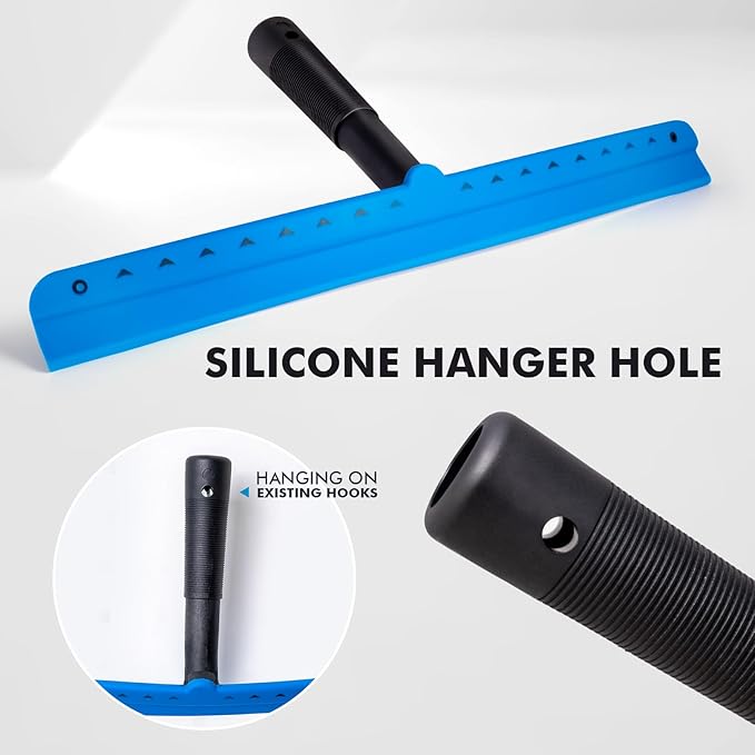 FOSHIO 15 inch Blue Windshield Squeegees, All-Purpose Streak-Free Silicone Squeegee for Window, Bathroom, Glass Shower Doors, Mirror, Car Window