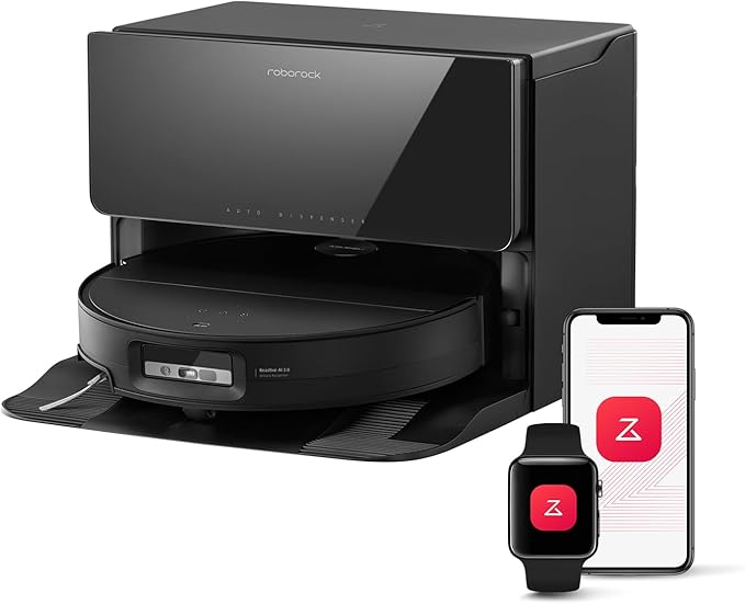 roborock Saros 10 with Refill & Drainage System Robot Vacuum and Mop, 22,000Pa Suction, AI Obstacle Avoidance, 3.14-inch Ultra Thin, Intelligent Dirt Detection, Zero Tangling Main Brush, Hot Water Mop