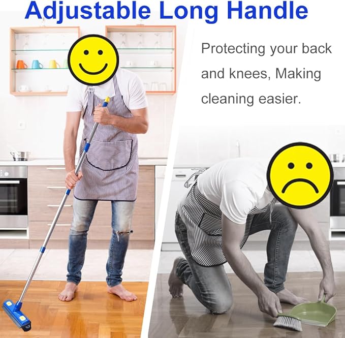 Pet Hair Removal Broom - with 58" Telescopic Handle Broom with Squeegee - Fur Hair Remover Tool for Carpet Rugs, Mats. Hardwood, Tile, Window