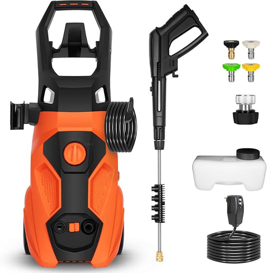 Electric Pressure Washer, 2300 PSI 1.76 GPM Power Washer, Ultra Compact, Lightweight, with 4 Spray Nozzles, 20 Ft Hose, 35 Ft Power Cord, Foam Cannon, for Cleaning Cars, Driveway, Fencing