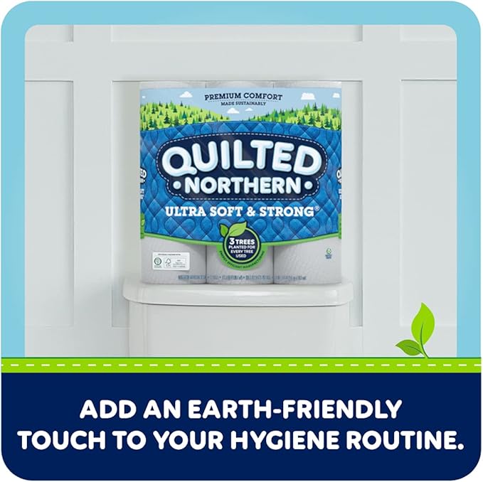 Quilted Northern Ultra Soft & Strong Toilet Paper, 24 Mega Rolls = 96 Regular Rolls, 2-ply Bath Tissue, White