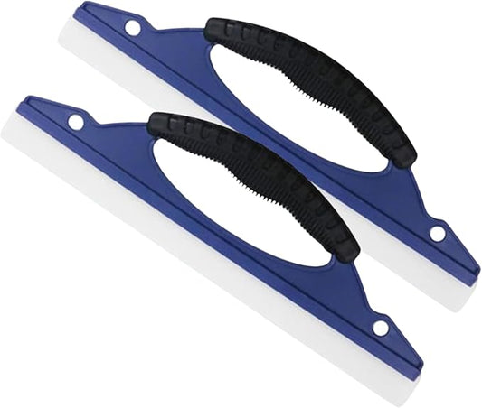 2-Pack Professional Silicone Squeegee, 12-Inch Flexible Water Blade for Streak-Free Car Wash & Glass Cleaning, Safe on Paint & Chrome, Blue