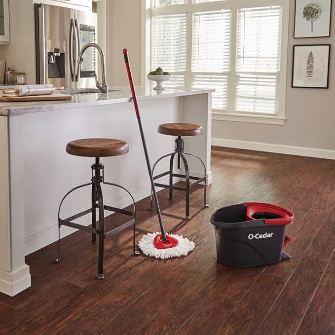O-Cedar Easywring Microfiber Spin Mop & Bucket Floor Cleaning System with 4 Extra Refills