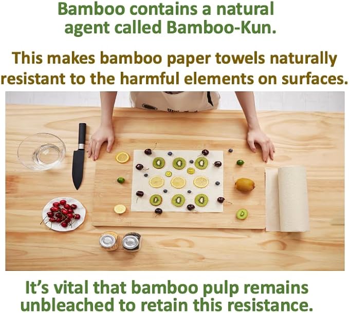 100% Bamboo Paper Towels, Tree-Free, Chemical-Free, Lint-Free, Durable, Absorbent, Select-a-Size 2-Ply, 90 Sheets Per Roll. (PT 18 Rolls)