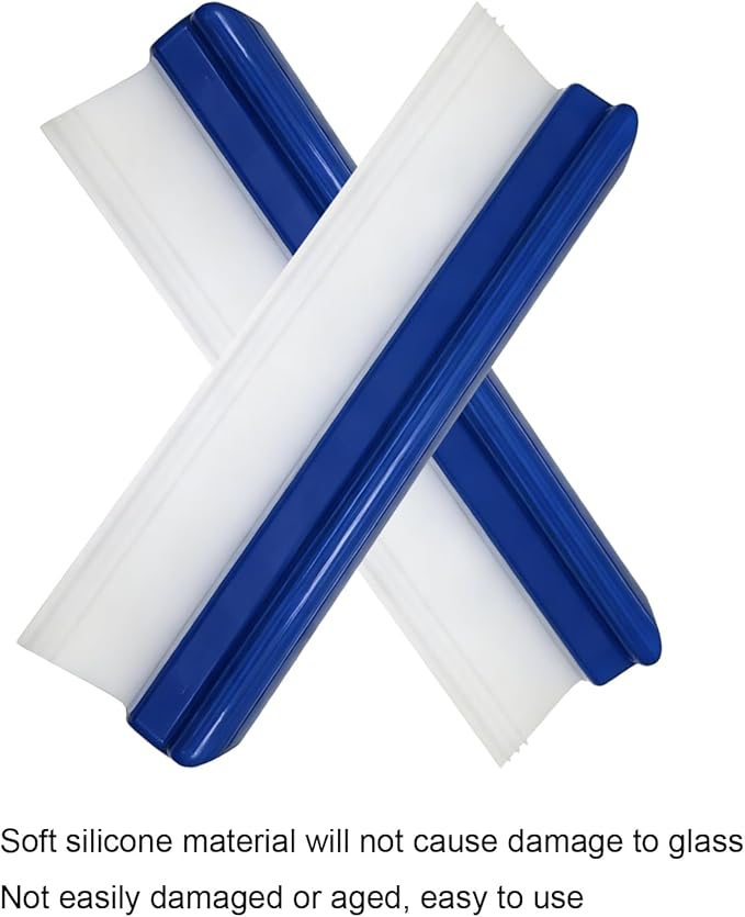 2pack 12inch Car Drying Squeegee Water Blade Universal Quick Drying Squeegee Wiper Flexible T-Bar Water Blade Silicone Squeegee for Car,Glass,Windshield,Bathroom Blue Handle
