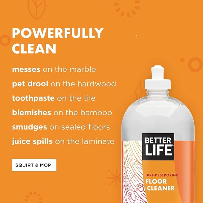 Better Life Floor Cleaner - Liquid Multipurpose Cleaner for Wood, Tile, Laminate, Vinyl, Bamboo for Mopping - Citrus Mint 1 Gallon Refill