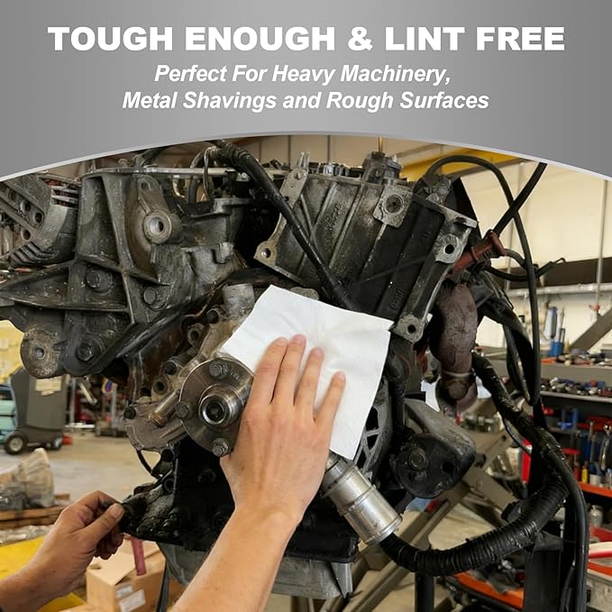 Jumbo Roll Industrial Cleaning Wipes, Super Absorbent Heavy Duty Cloths, White (1 Roll of 500 Sheets, 12"x 10" Each Sheet)