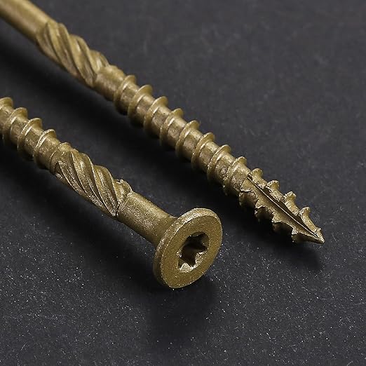 #14 * 8" Extended Deck Screws, (38 pcs) 2 lbs.Lengthen Exterior Wood Screws, Rust Resistant epoxy Coated, Bronze, T30 Star Bit