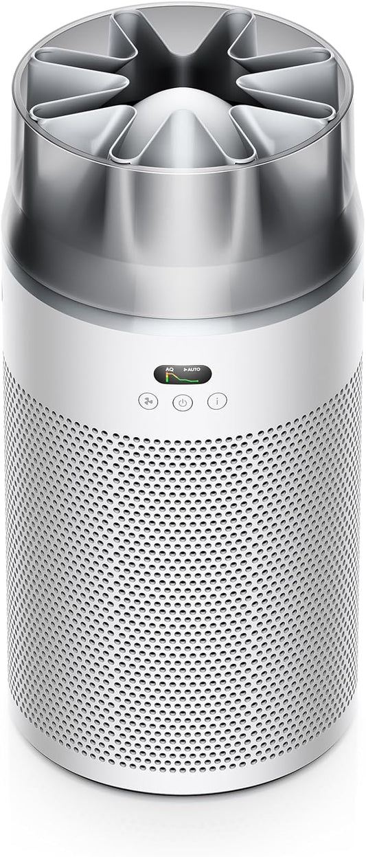Dyson Hushjet Compact Purifier, Engineered for Powerful, Whisper-quiet, Whole-room Air Purification, Homes with Pets, Allergies, Fully-sealed filtration, 5-year no change filter (White/Silver)
