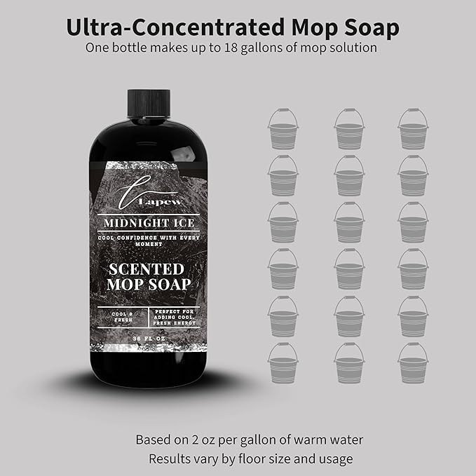 Luxury Floor Cleaner, Scented Mop Soap Concentrate | Hard Floor Cleaner for Tile, Vinyl, Laminate, LVP & Sealed Hardwood | Low-Foam, Streak-Free | 36 oz | Midnight Ice