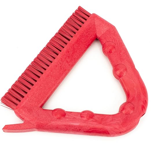SPARTA Plastic Commercial Grout Brush, Triangle-Shaped Scrub Brush with Scraper and Two Threaded Holes for Attaching Handle (Sold Separately), 9 x 7 x 7 Inches, Red, (Pack of 4)