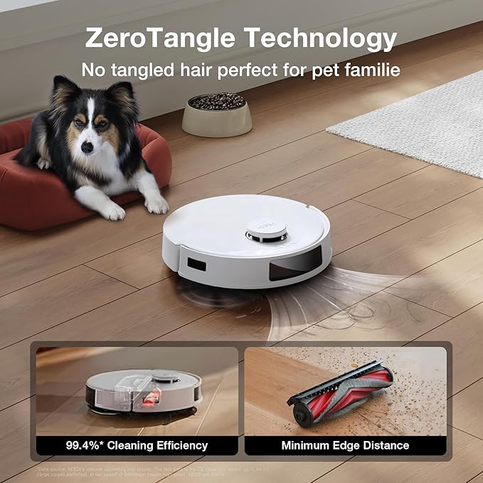 Yeedi C12 Plus Robot Vacuum and Mop, 8000Pa Strong Suction, 7-Week Dust Storage, Bagless Dust Bin, PureCyclone Tech, ZeroTangle Brush, White