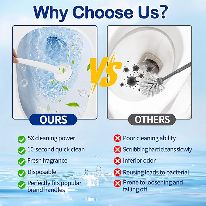100 Count Disposable Toilet Wand Refills for Clorox Toilet Wand, 5X Cleaning Power Scrubber Refill, High-Density Disposable Brush Refills, 360° Efficient Cleaning, No Falling Apart, Fresh Fragrance.