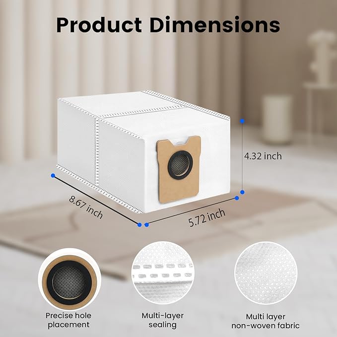 20-Pack C10, Omni C20 Replacement Dust Bags Compatible with for Eufy C10, C20 Omni Robot Vacuums, Vacuum Bags for Eufy, Activated Carbon Layer Large Capacity Disposable Dust Bags